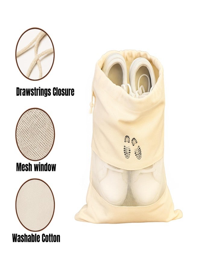 JUNERUSH Cotton Canvas Pouch | Travel Shoe Bags for Storage Packing | Shoe Cover Bag for Travelling | Shoe Pouch Organizer | Shoe Packing Bags for Travel | Shoe Travel Bag for Men Women (Pack of 5) - Image 3